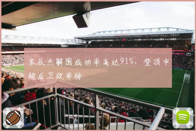 朱辰杰解围成功率高达91%，登顶中超后卫效率榜