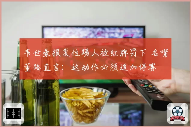 韦世豪报复性踢人被红牌罚下 名嘴董路直言:这动作必须追加停赛